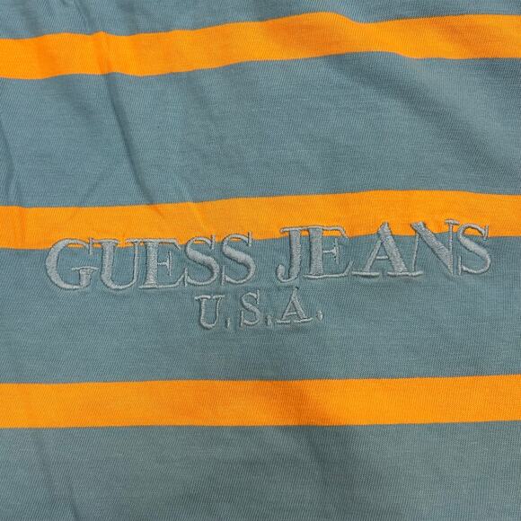 vintage 90s Guess Jeans USA striped Tee T Shirt Size Medium M B14 - Picture 7 of 9